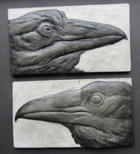 Load image into Gallery viewer, Raven Pair Concrete 3d Relief Art Tiles