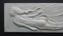 Load image into Gallery viewer, Mermaid Large Two Piece Concrete Art Tile Wall Sculpture