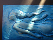 Load image into Gallery viewer, Swimming Mermaid Concrete Relief Sculpture Art Tile