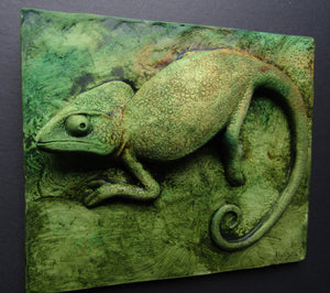 Chameleon Concrete  Tropical Decor Art Wall Sculpture Tile