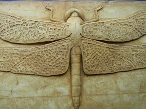 Dragonfly Concrete 12 x 6 Bas Relief Art Sculpture Tile