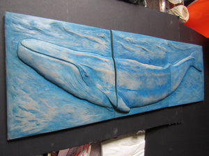 Blue Whale Concrete Sculpture Handmade Art Tile Limited Edition