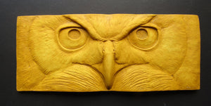 Great Horned Owl Portrait Relief Sculpture