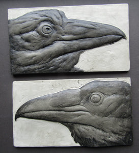 Raven Pair Concrete 3d Relief Art Tiles