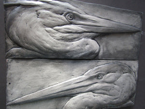 Great Blue Heron Pair Concrete   Sculpture Tiles