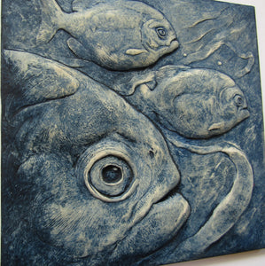 Piranha Fish Concrete Sculpture Tile