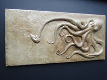 Load image into Gallery viewer, Octopus with Oyster Bas Relief Concrete Hand Made Art Tile
