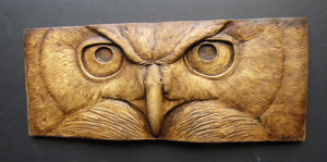 Great Horned Owl Portrait Relief Sculpture