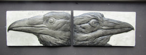 Raven Pair Concrete 3d Relief Art Tiles