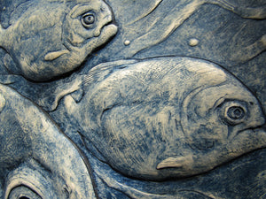 Piranha Fish Concrete Sculpture Tile