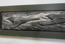 Load image into Gallery viewer, Three Crows Flying Limited Edition Framed Hand Made Bas Relief Tile
