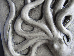 Octopus with Oyster Bas Relief Concrete Hand Made Art Tile