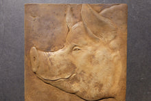 Load image into Gallery viewer, Happy Pig Concrete Relief Sculpture Art Tile
