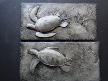 Load image into Gallery viewer, Swimming Green Sea Turtle Pair Concrete Bas Relief Art Tiles
