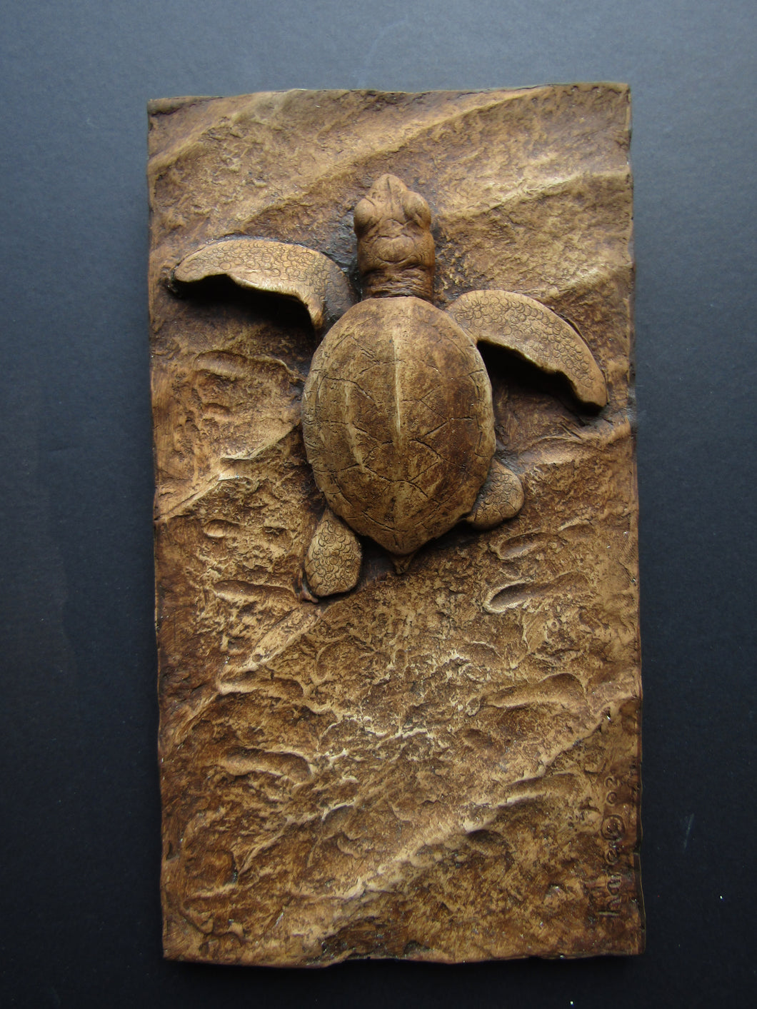 Turtle Hatchling Concrete Hand Made Sculpture Tile