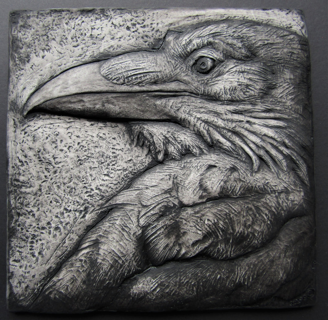 Stark Raven Art Sculpted Bas Relief