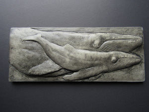 Humpback Whale Pair Bas Relief Art Tile