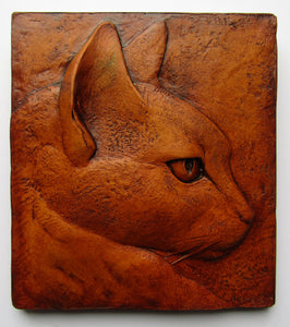 Rufus cat profile Egyptian Bastet Style  wall sculpture