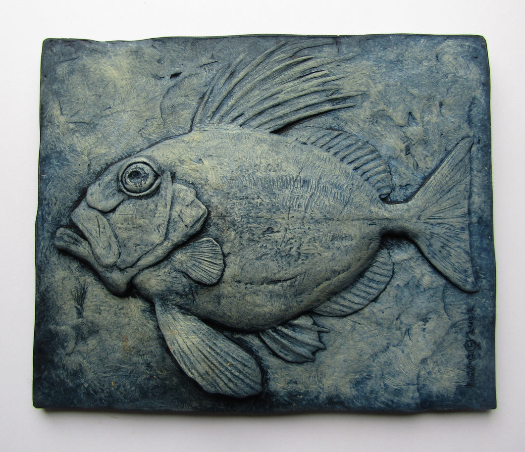 John Dory Fish Concrete Relief Sculptured French Provincial Tile