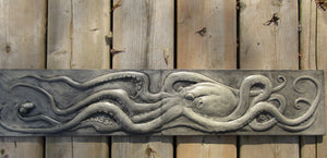 Octopus With Snail Large Hand Made Two Panel Concrete Tile