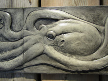 Load image into Gallery viewer, Octopus With Snail Large Hand Made Two Panel Concrete Tile
