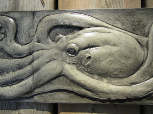 Octopus With Snail Large Hand Made Two Panel Concrete Tile