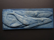 Load image into Gallery viewer, Humpback Whale Pair Bas Relief Art Tile
